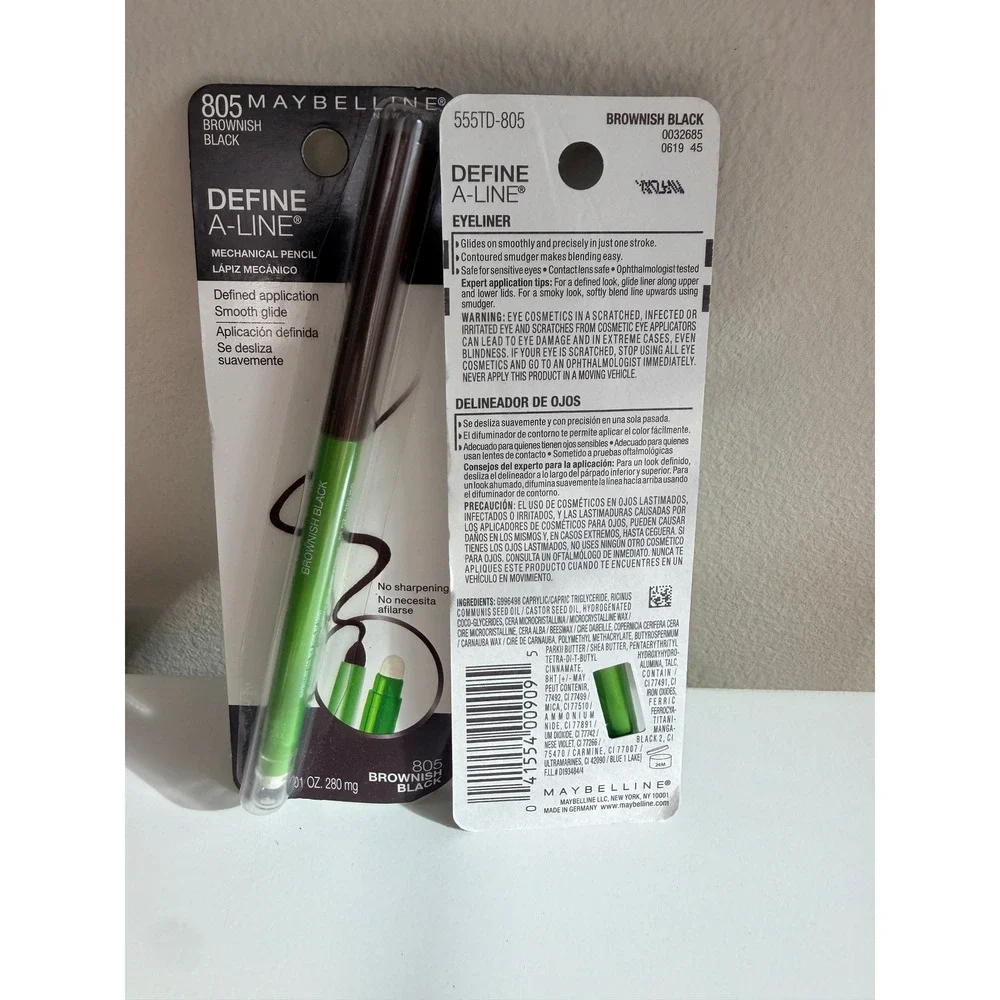 Maybelline Define-A-Line Eyeliner 2pk 805 Brownish Black Mechanical Pencil NWT